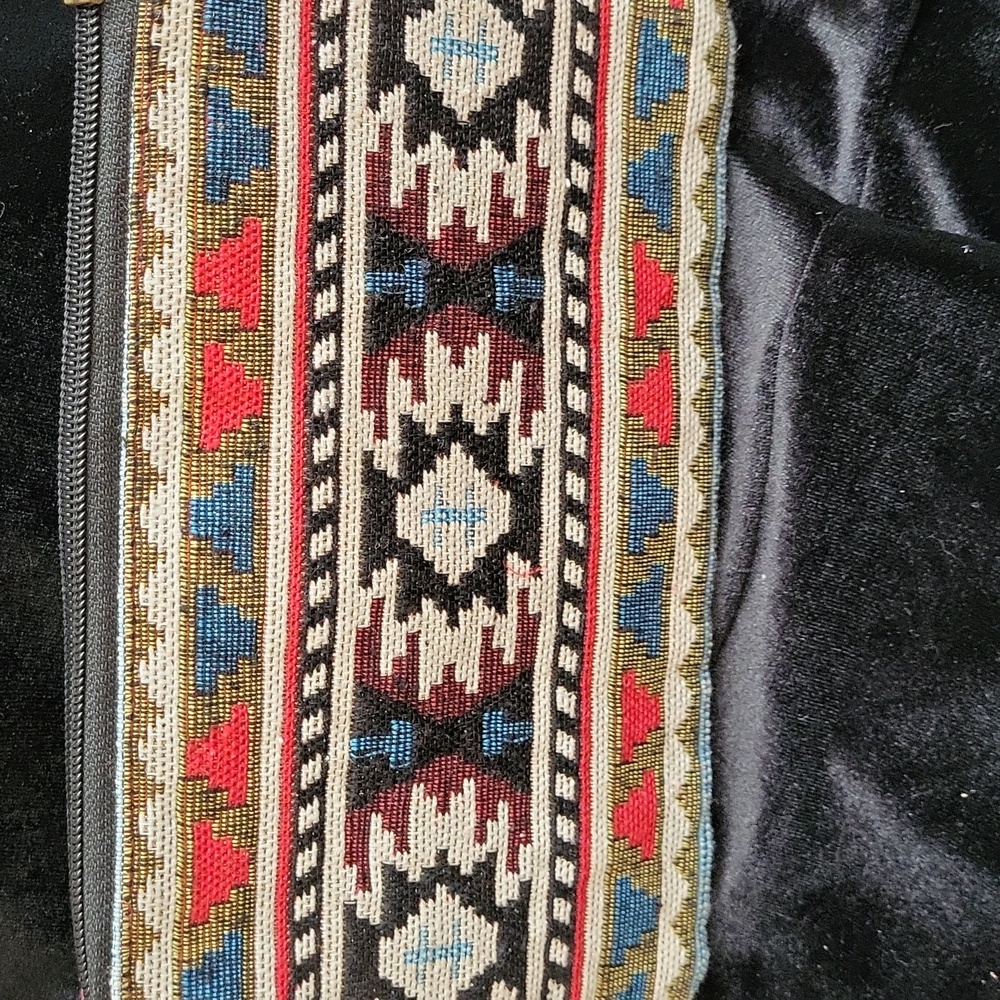 Red and Blue Embellished Geometric Clutch with Southwestern Patterns - Picture 3 of 4